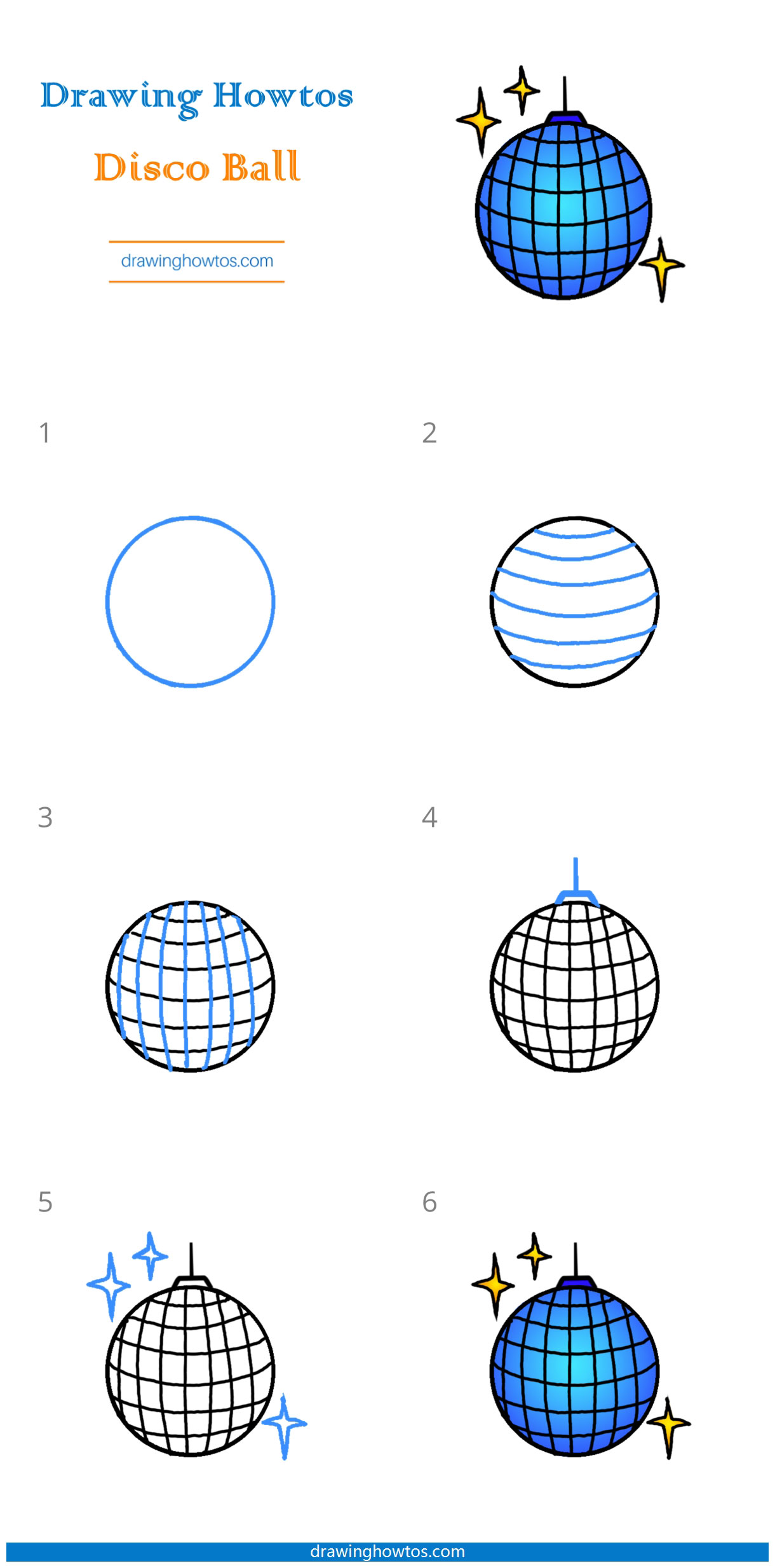 How to Draw a Disco Ball Step by Step