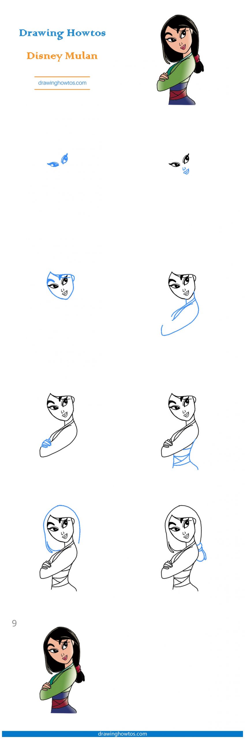 How to Draw Mulan Step by Step