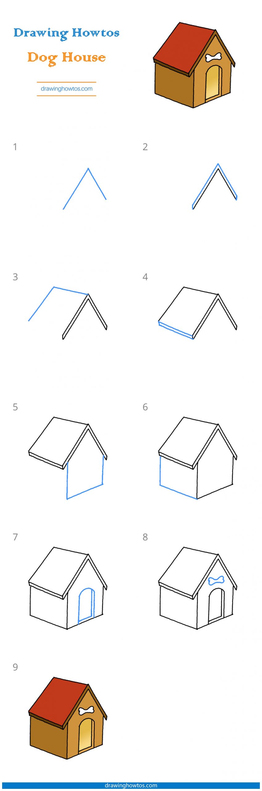 How to Draw a Dog House Step by Step