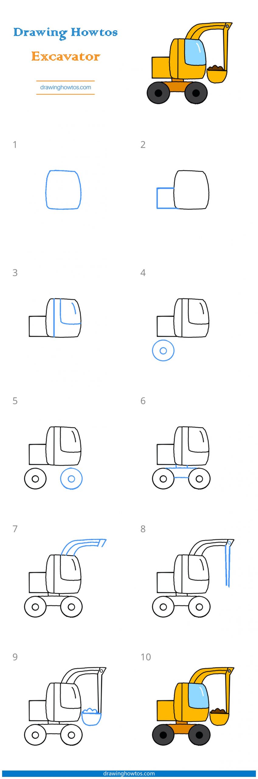 How to Draw an Excavator Step by Step