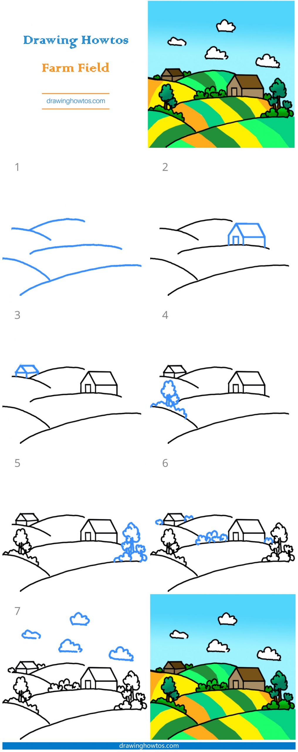 How to Draw a Farm Step by Step