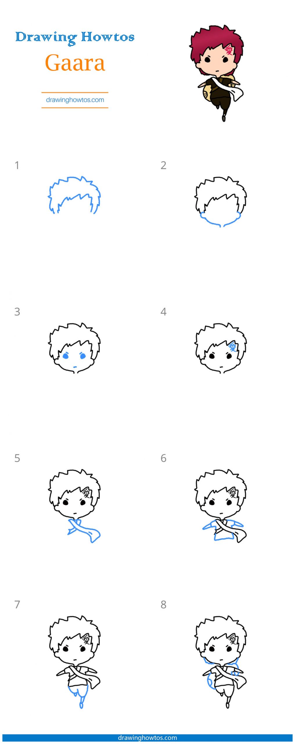 How to Draw Gaara Step by Step