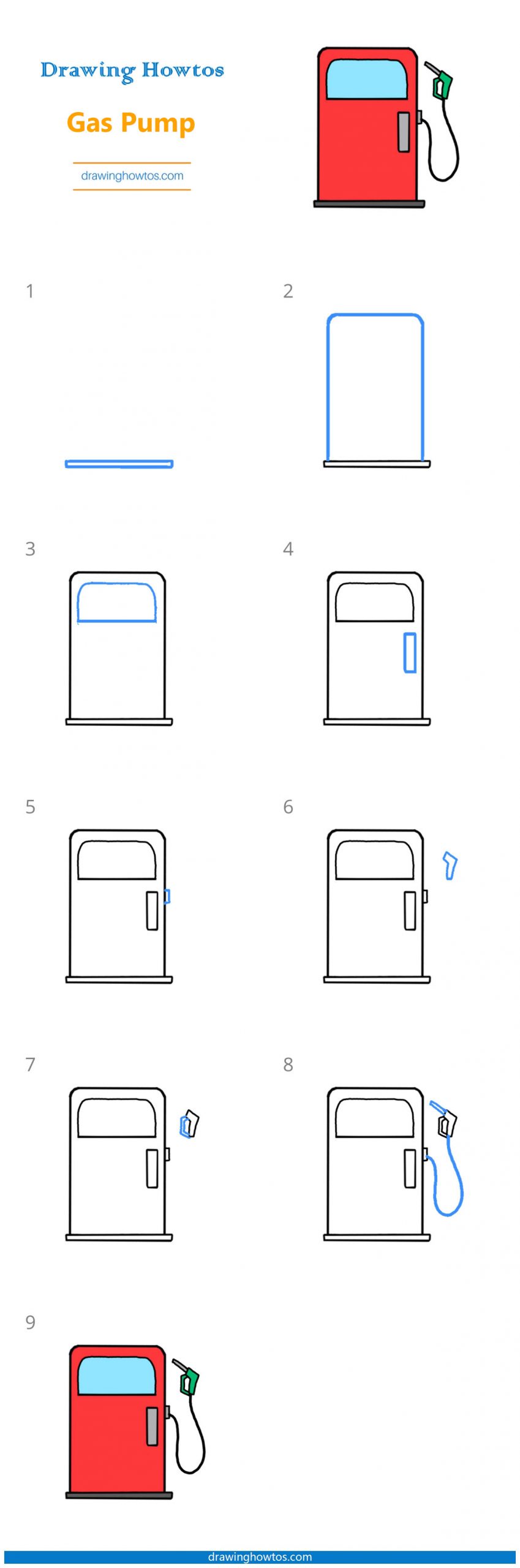 How to Draw a Gas Pump Step by Step