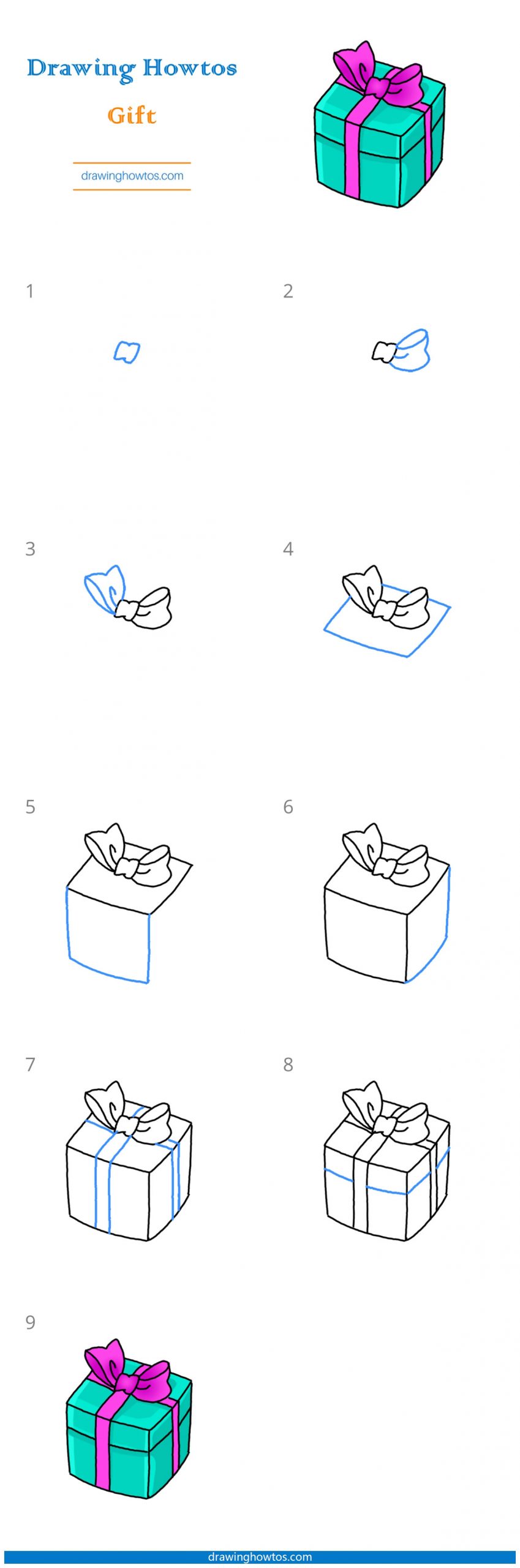 How to Draw a Gift Bag Step by Step