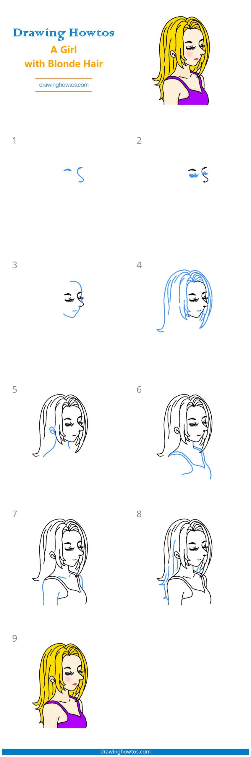 How to Draw a Girl with Blonde Hair Step by Step