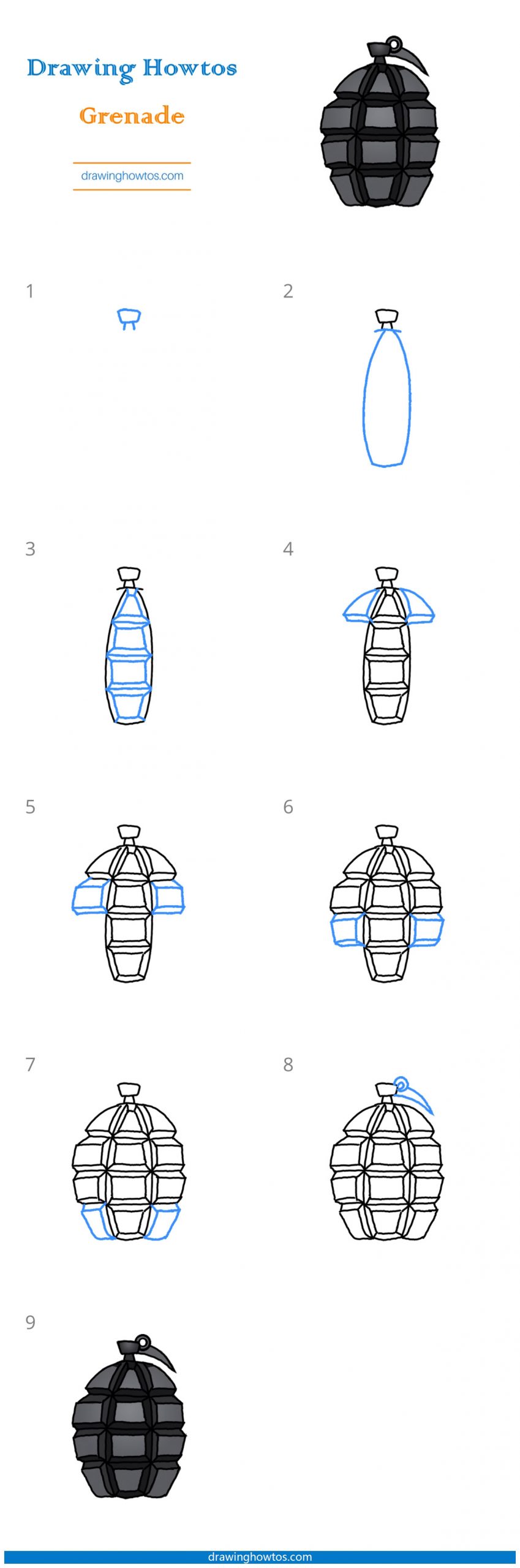 How to Draw a Grenade Step by Step