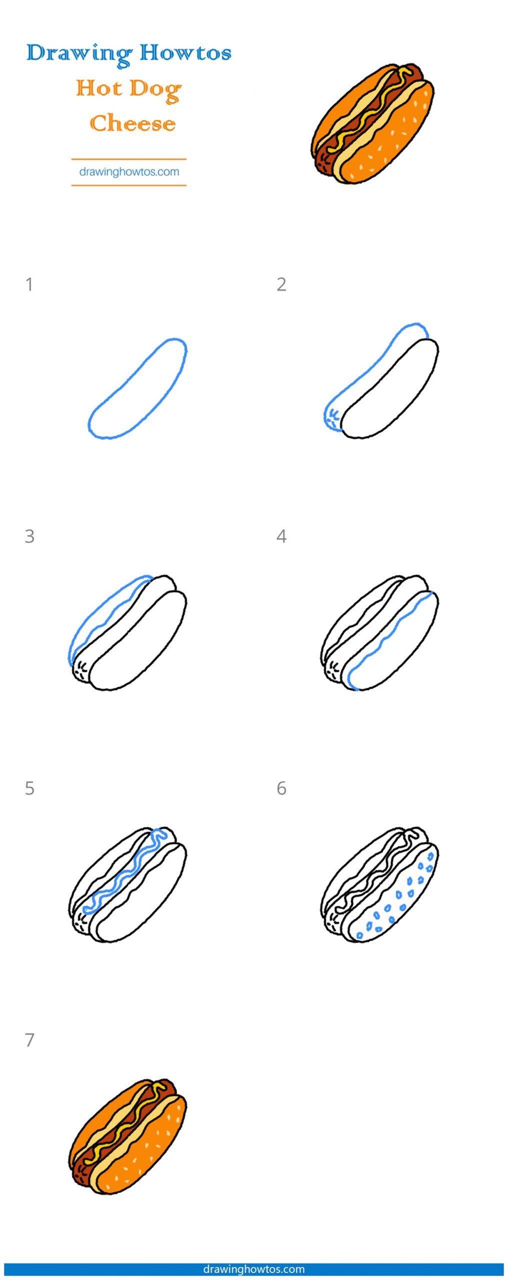 How to Draw a Cheese Hotdog Step by Step