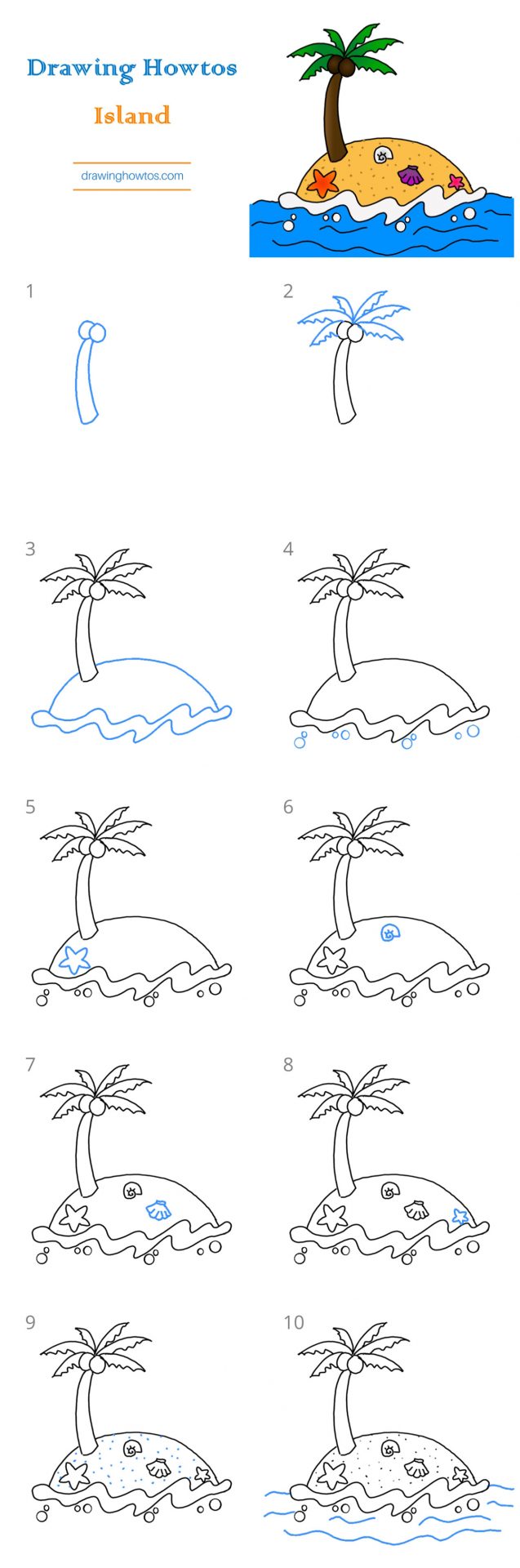 How to Draw an Island Step by Step