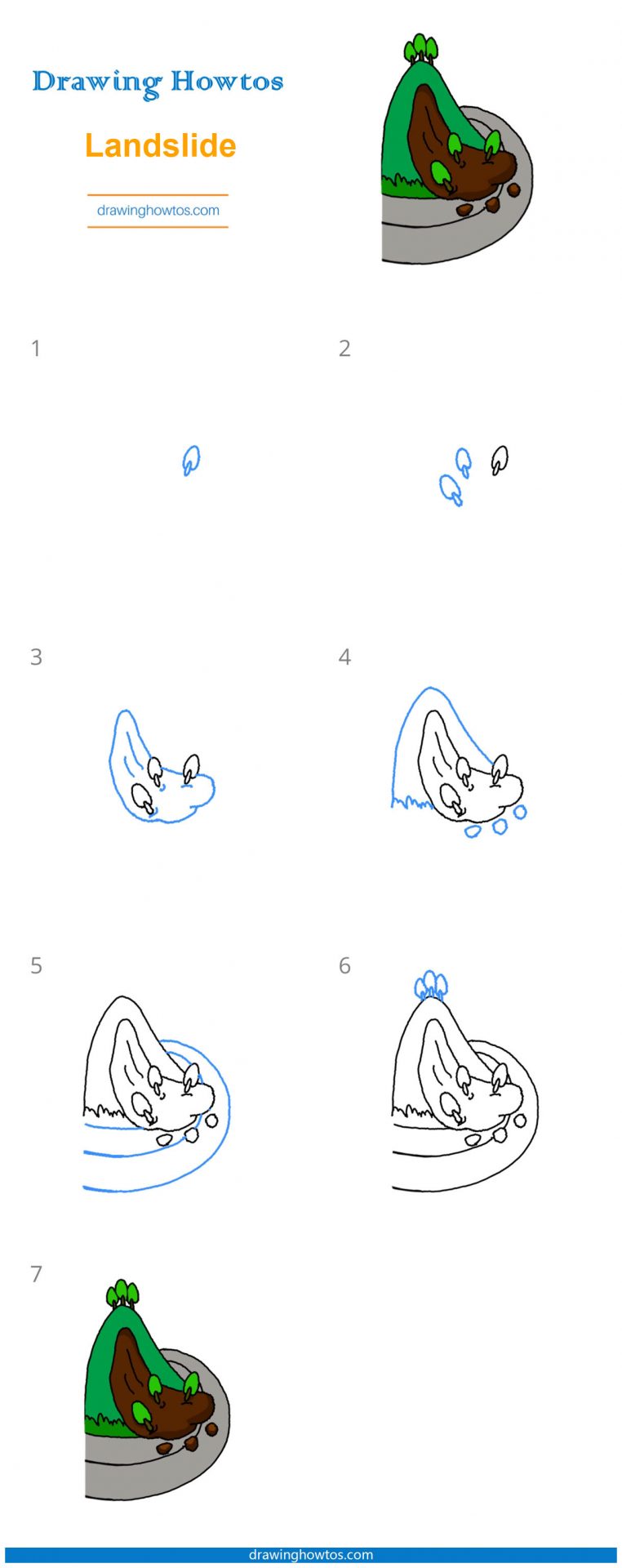 How to Draw a Landslide Step by Step