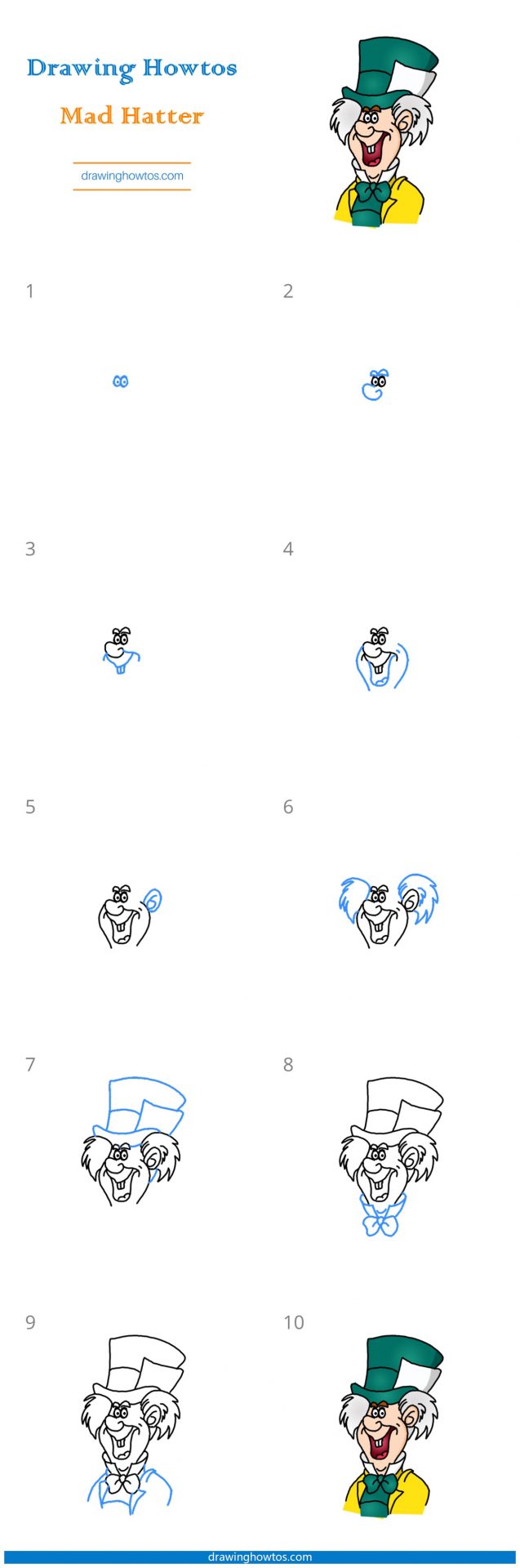 How to Draw Mad Hatter Step by Step