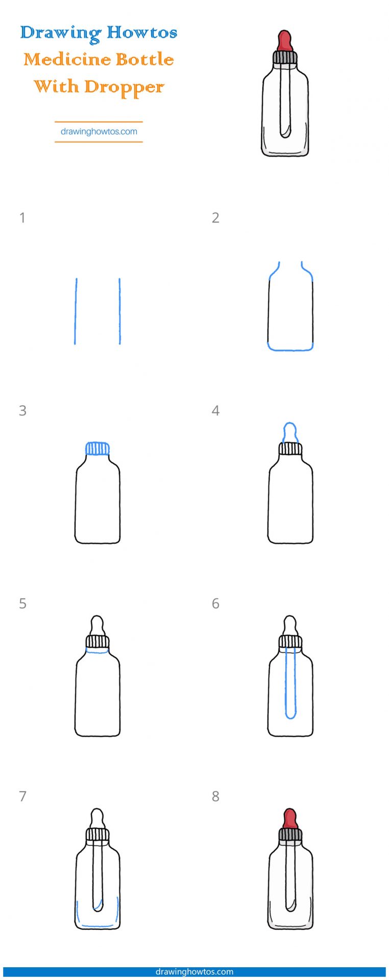 How to Draw a Medicine Bottle with a Dropper Step by Step
