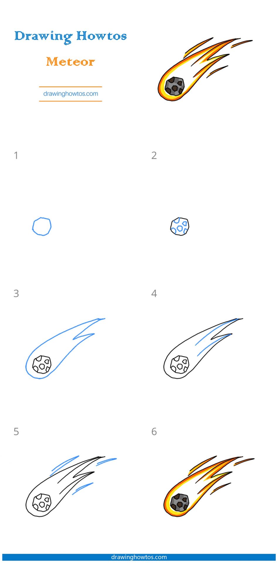 How to Draw a Meteor Step by Step