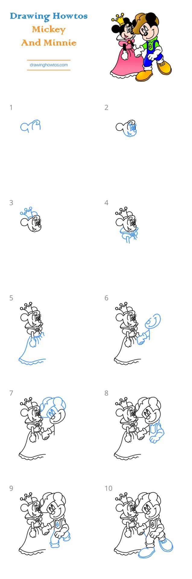 How to Draw Mickey And Minnie Step by Step