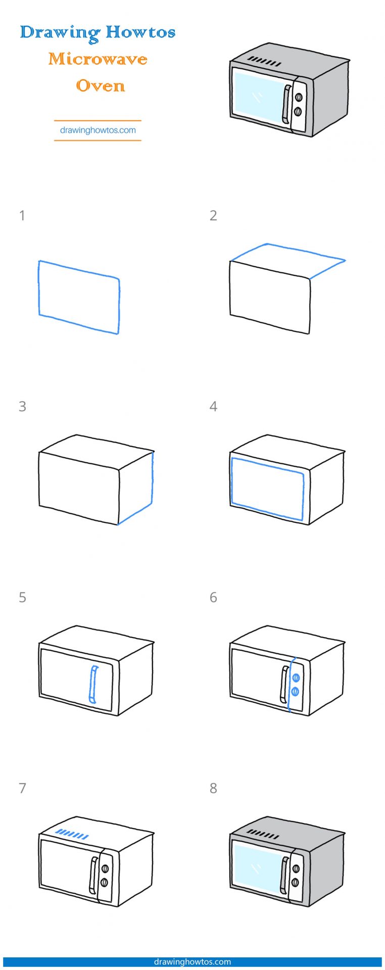 How to Draw a Microwave Oven Step by Step