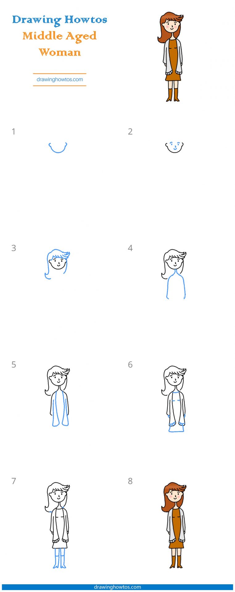 How to Draw a Middle-aged Woman Step by Step