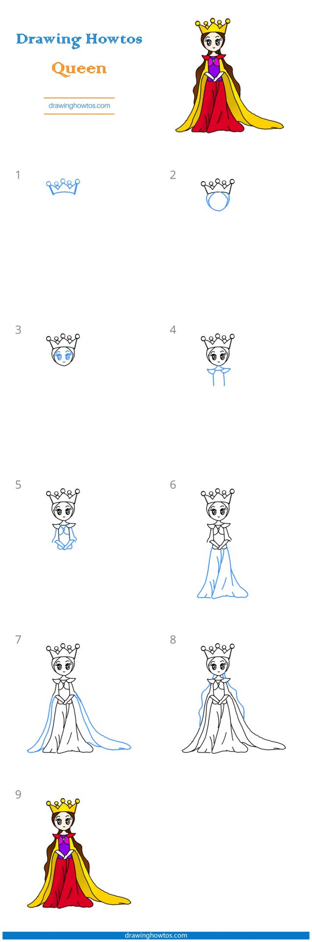 How to Draw a Queen Step by Step