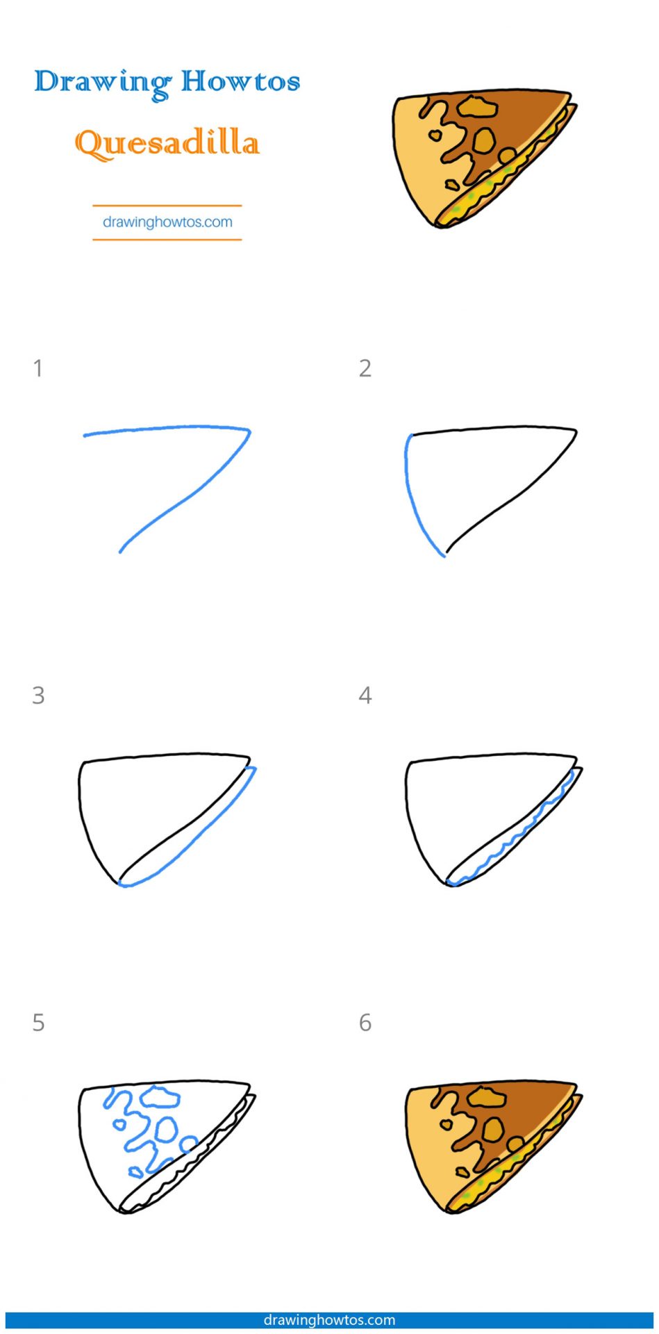 How to Draw a Slice of Quesadilla Step by Step