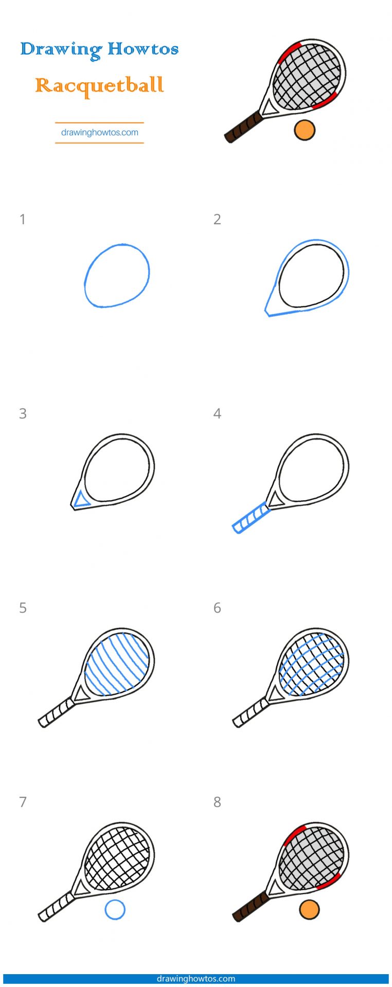 How to Draw a Racquetball Racket Step by Step