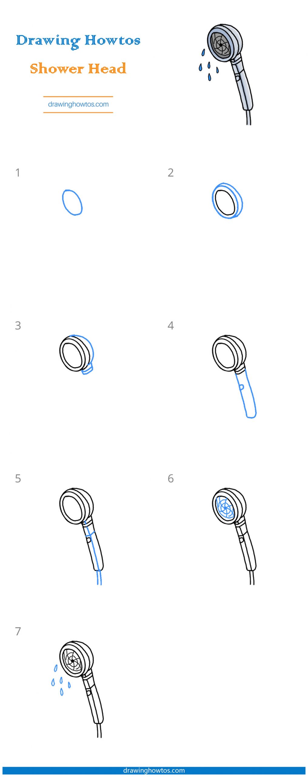 How to Draw a Handheld Shower Head Step by Step