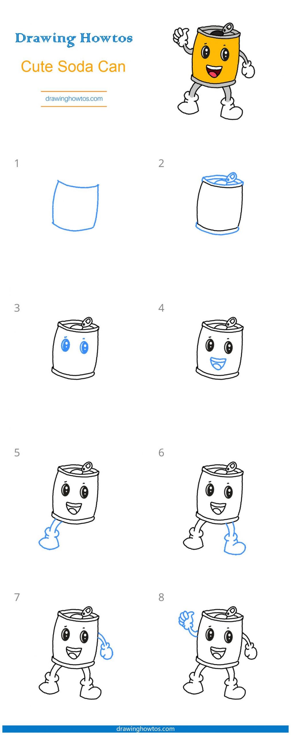 How to Draw a Cute Soda Can Step by Step