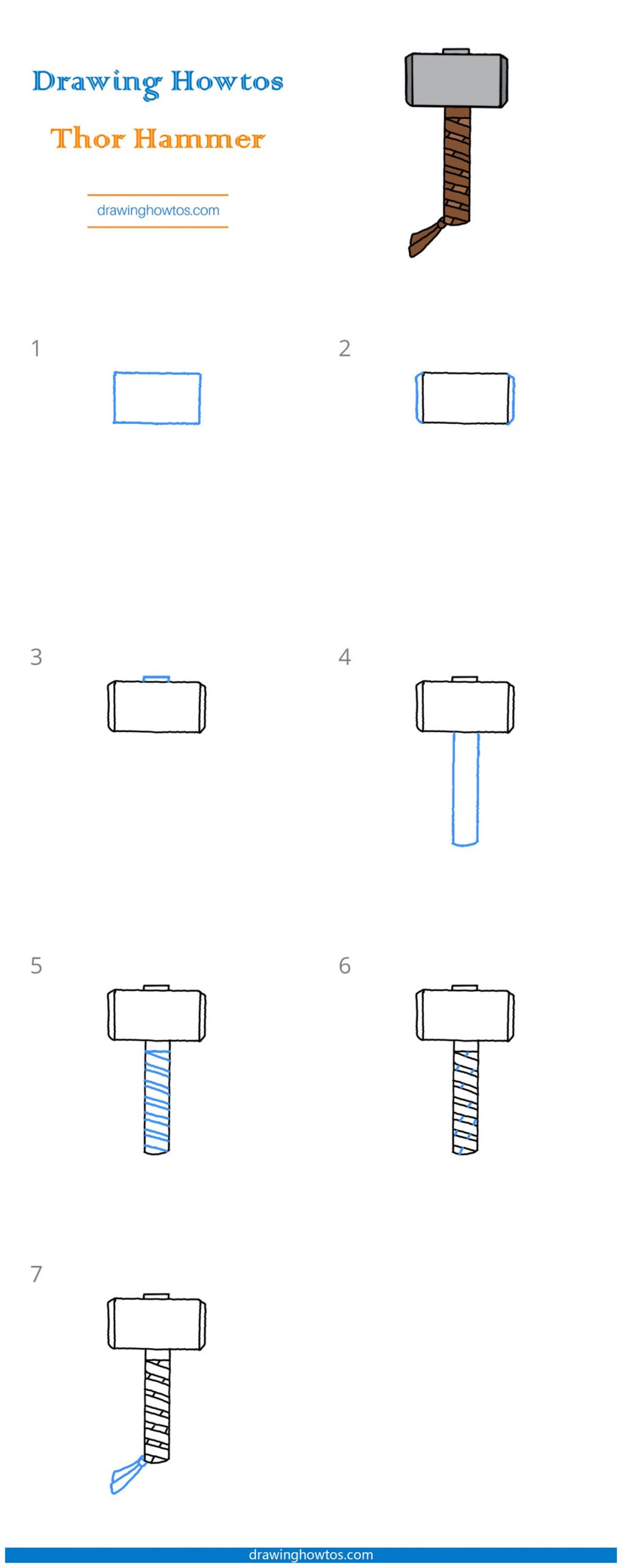 How to Draw Thor's Hammer Step by Step