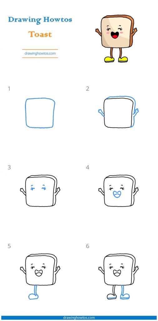 How To Draw Funny Toast Step By Step Easy Drawing Guides Drawing Howtos
