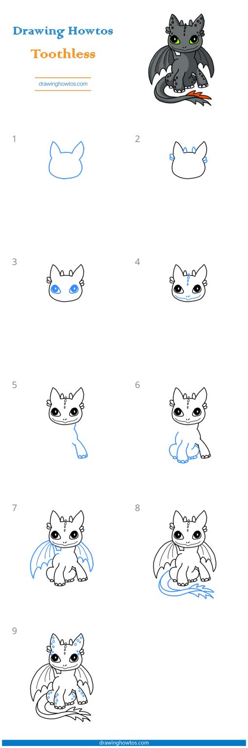 How to Draw Toothless - Step by Step Easy Drawing Guides - Drawing Howtos