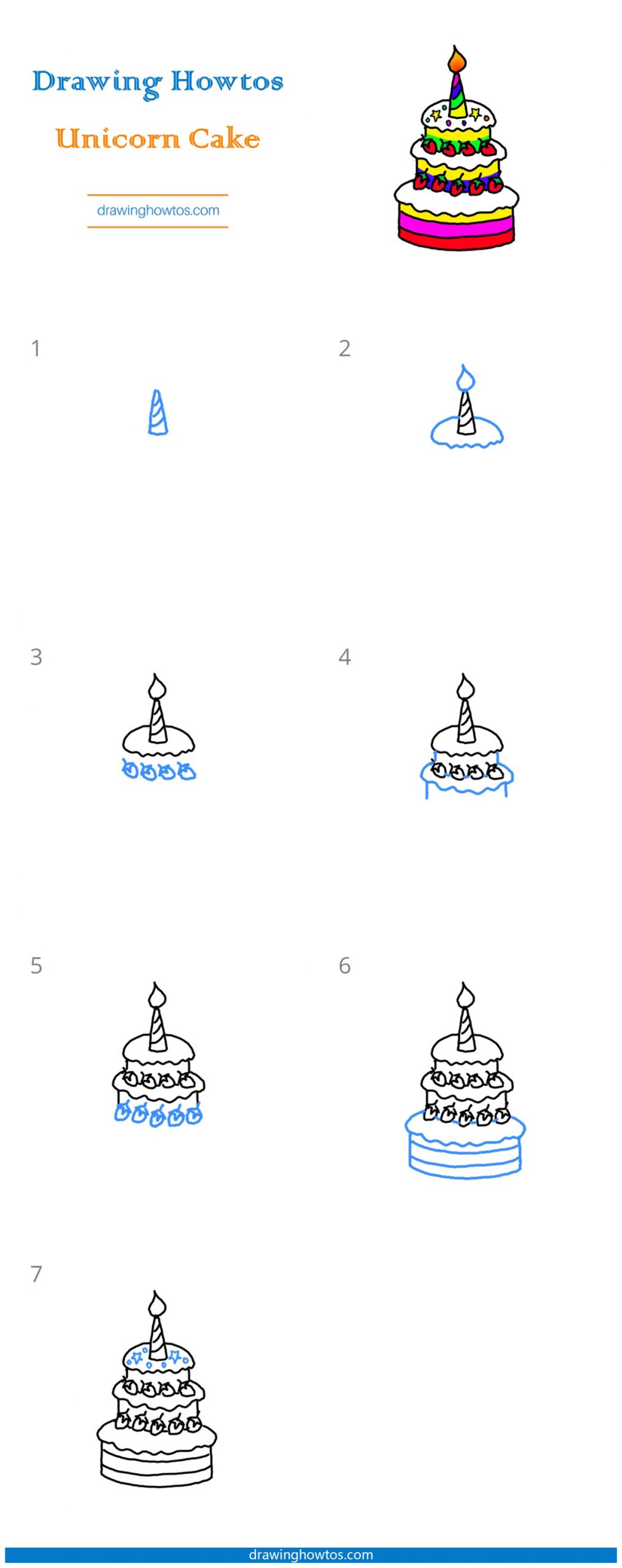 How to Draw a Unicorn Cake Step by Step