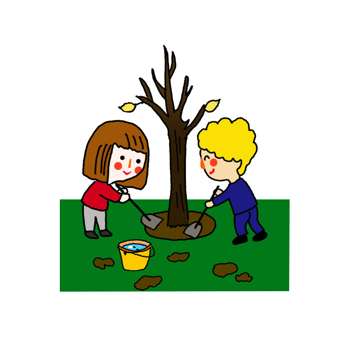 How to Draw an Arbor Day Scene of Kids Planting a Tree