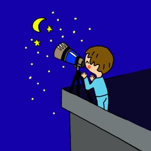 How to Draw a Boy Looking at Night Sky with Telescope