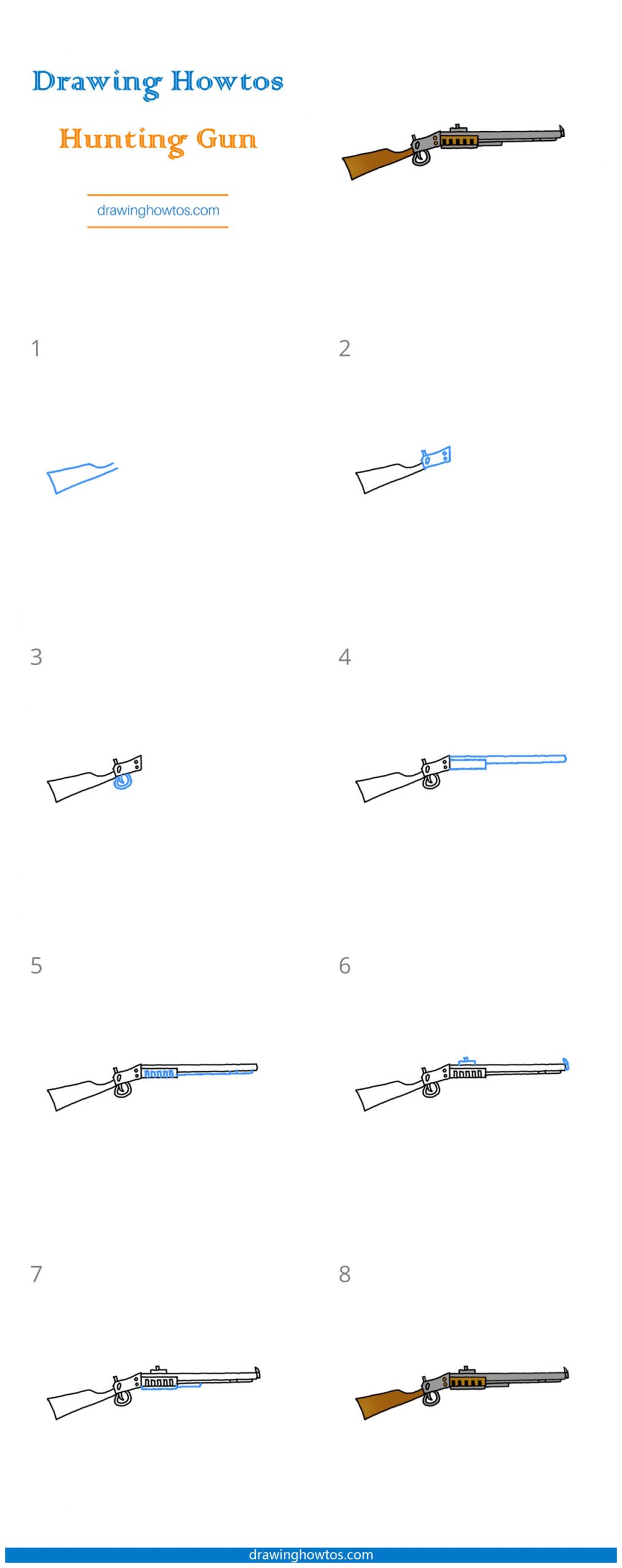 How to Draw a Hunting Gun Step by Step