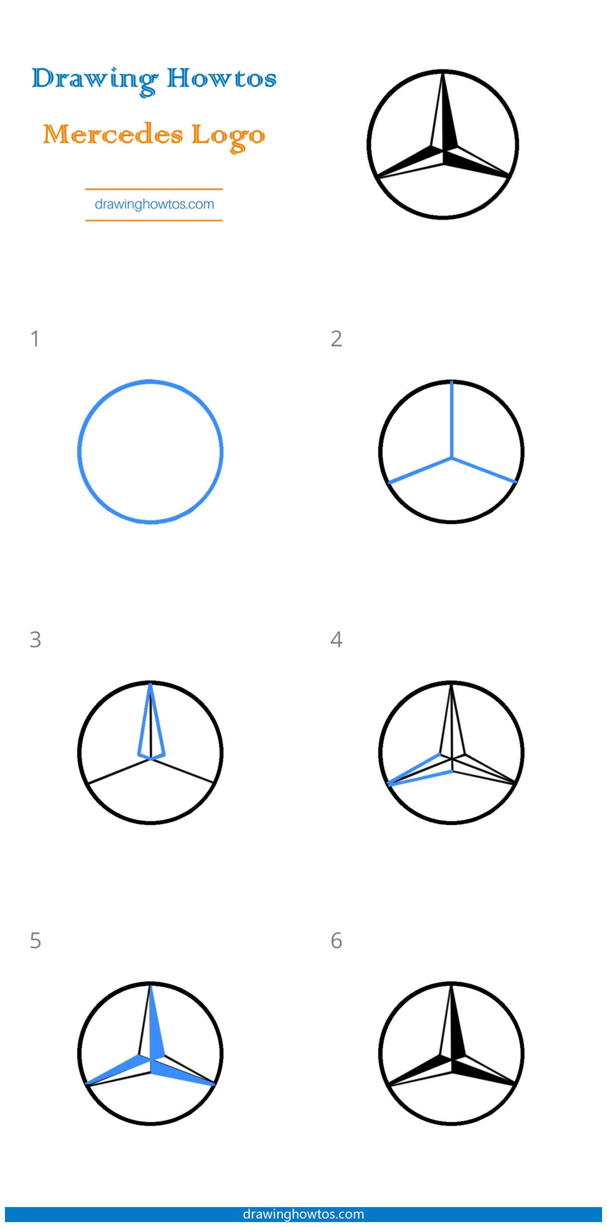 How to Draw a Mercedes Logo Step by Step