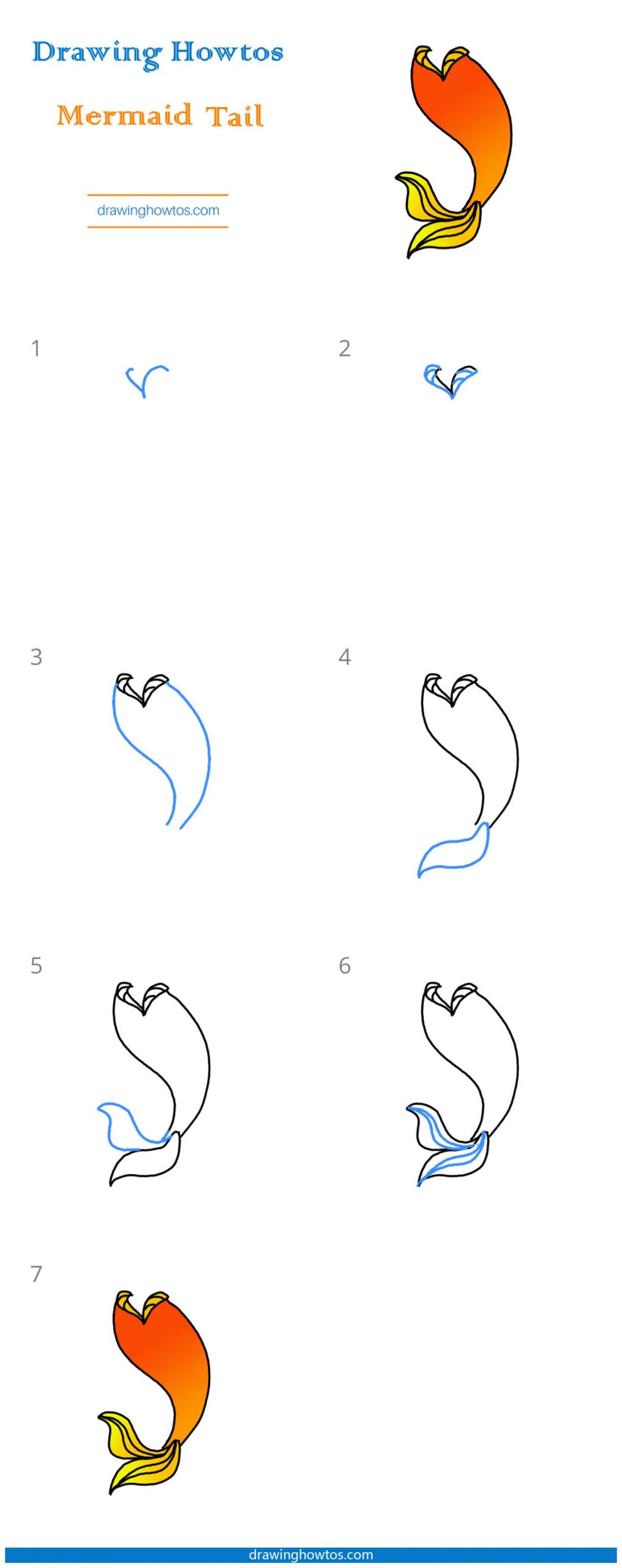 How to Draw a Mermaid Tail - Step by Step Easy Drawing Guides - Drawing