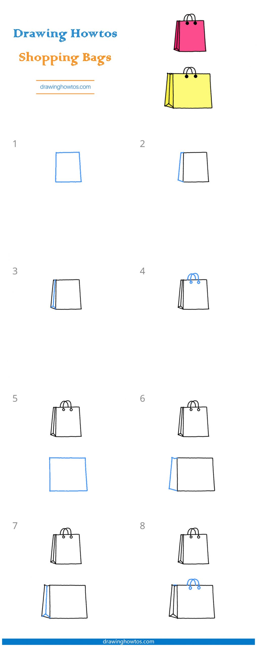 How to Draw Shopping Bags Step by Step
