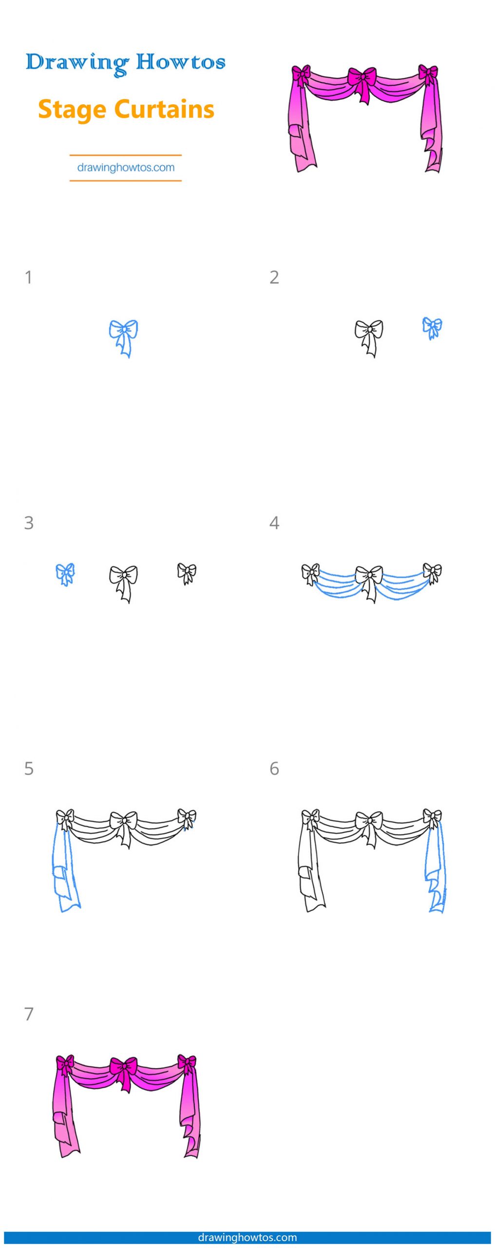 How to Draw Stage Curtains Step by Step