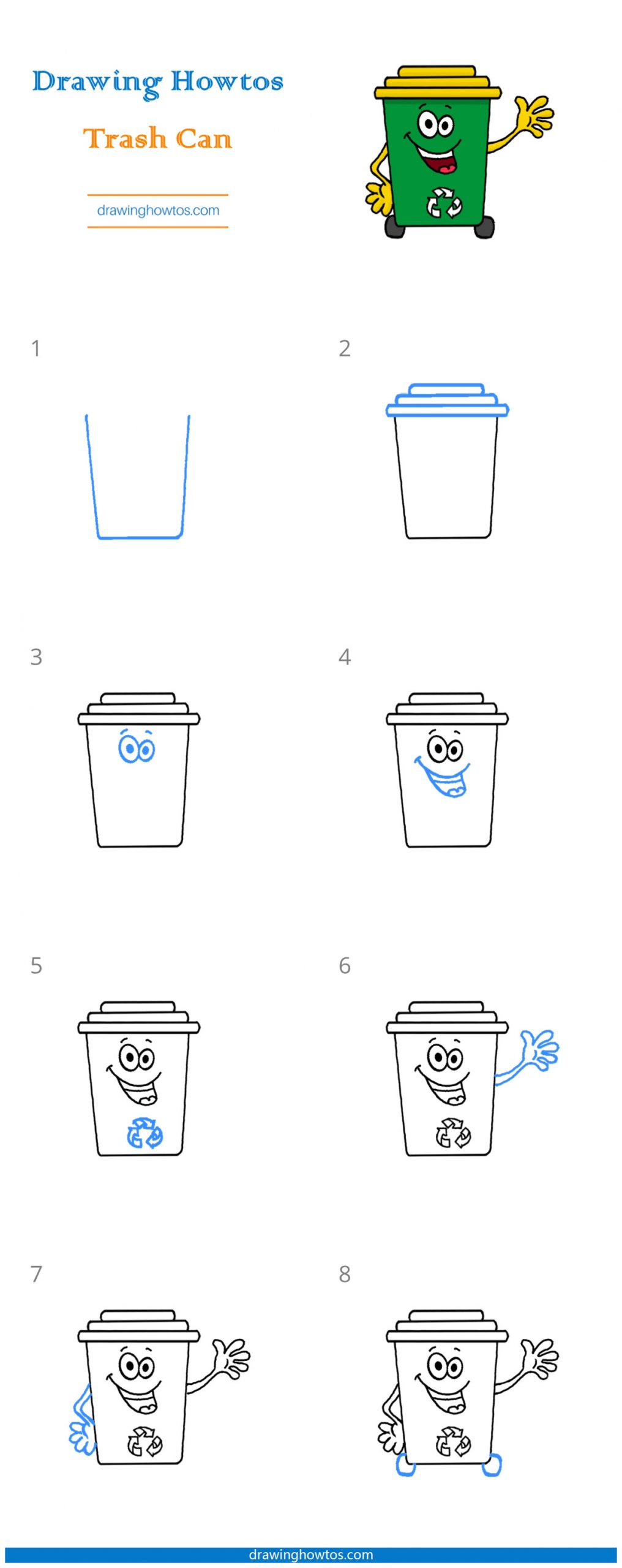 How to Draw a Trash Can Step by Step
