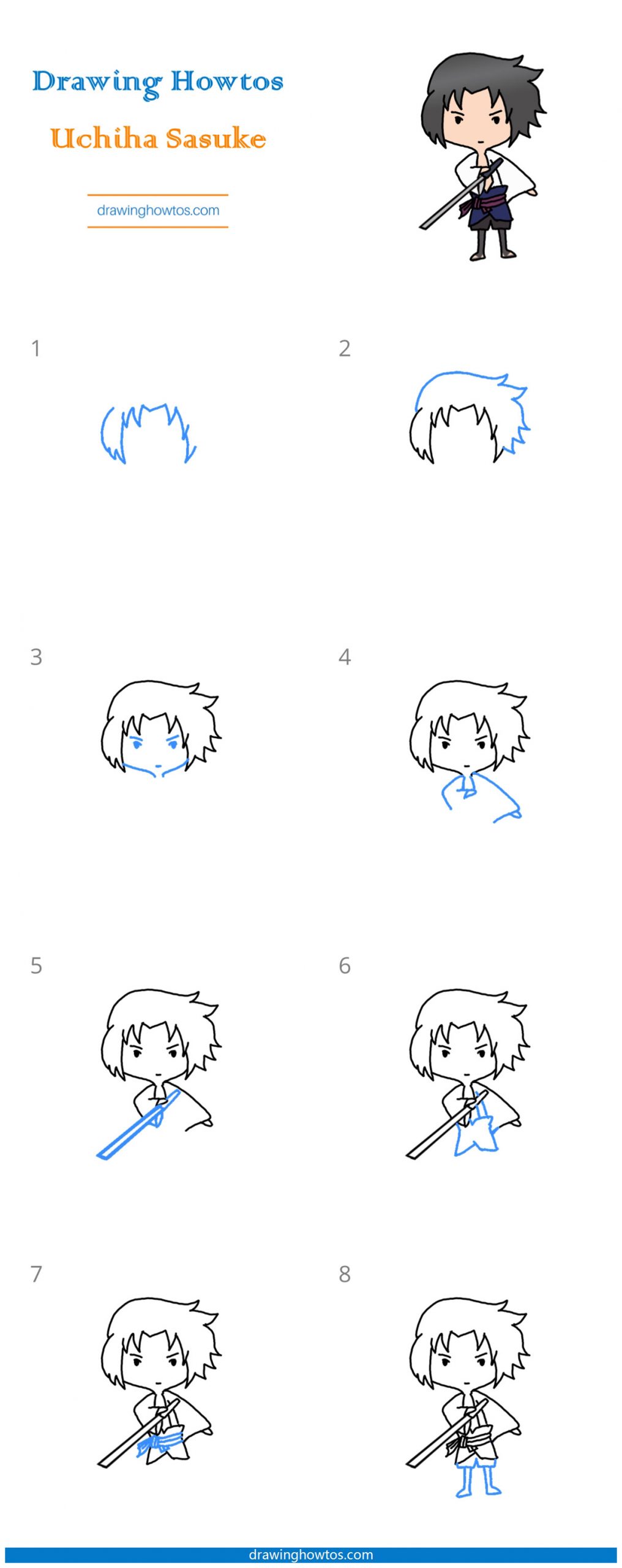 How to Draw Uchiha Sasuke Step by Step