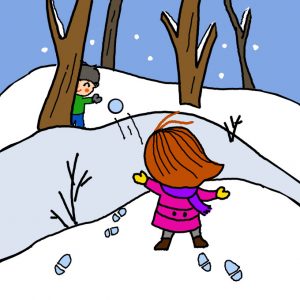 How to Draw Kids Playing Snowballs in Winter