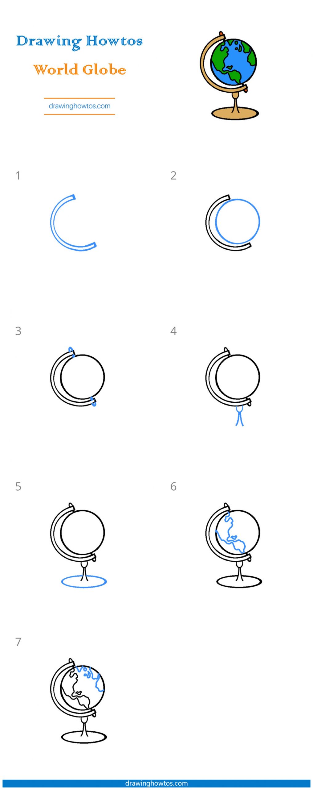 How to Draw a World Globe Step by Step