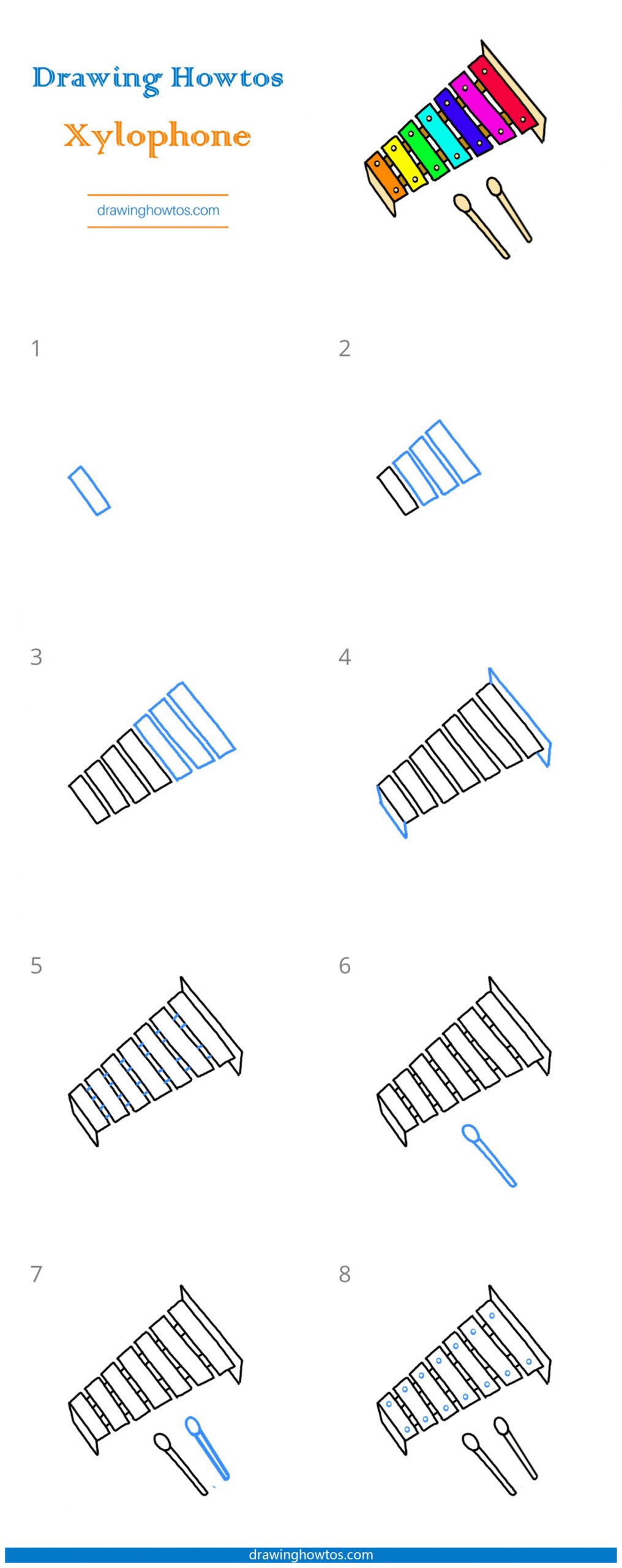 How to Draw a Xylophone Step by Step