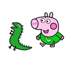 How to Draw George Pig and Mr. Dinosaur from Peppa Pig