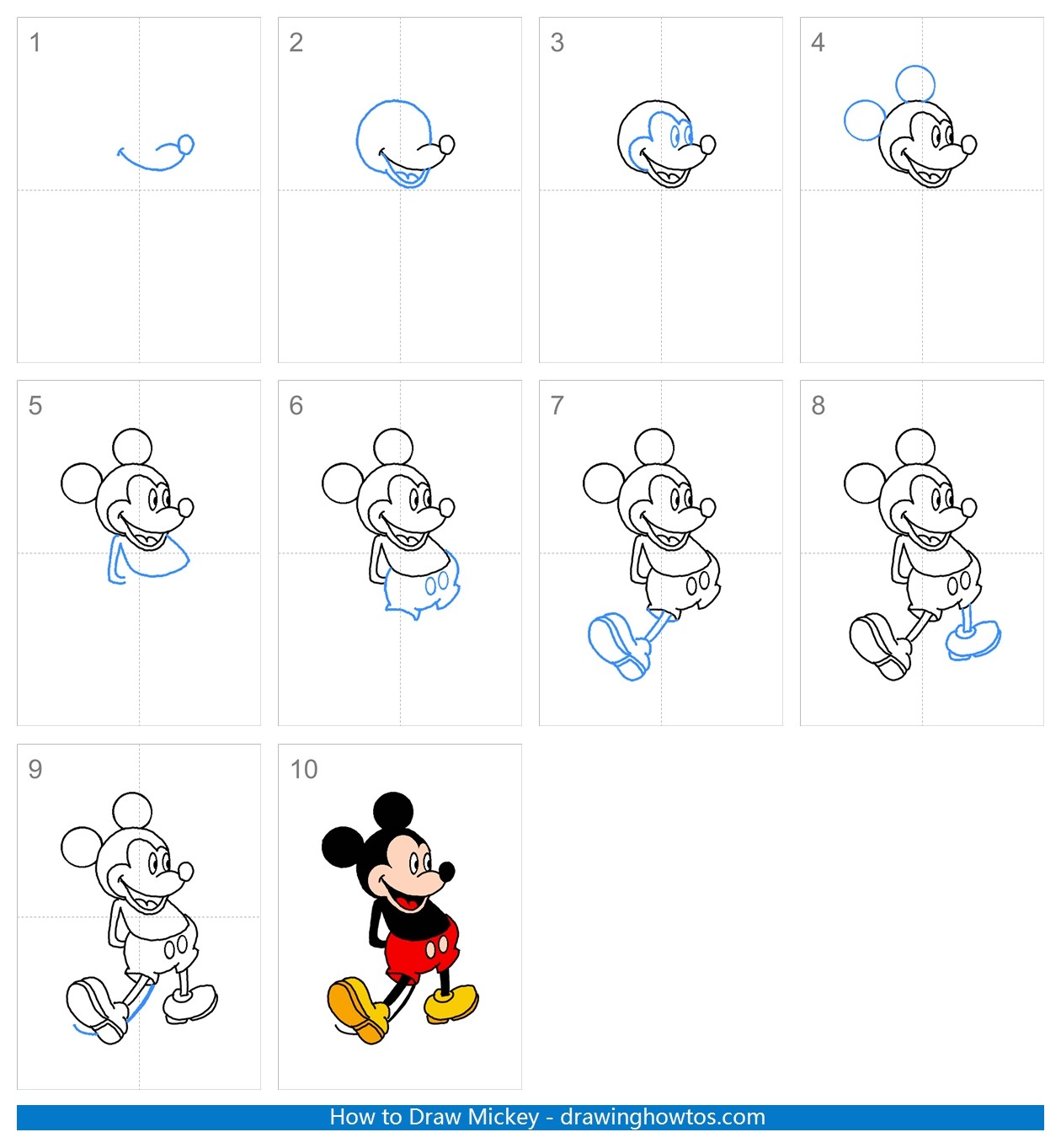 How to Draw Mickey Mouse Step by Step