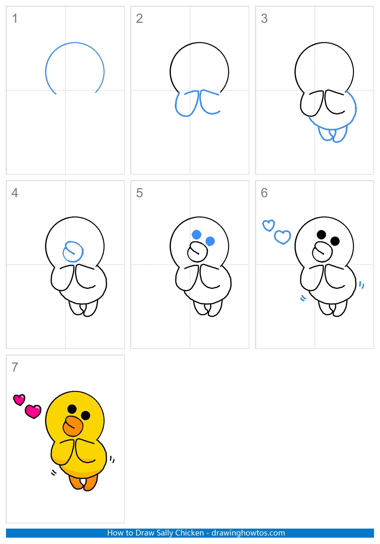 How to Draw Sally Chicken Step by Step