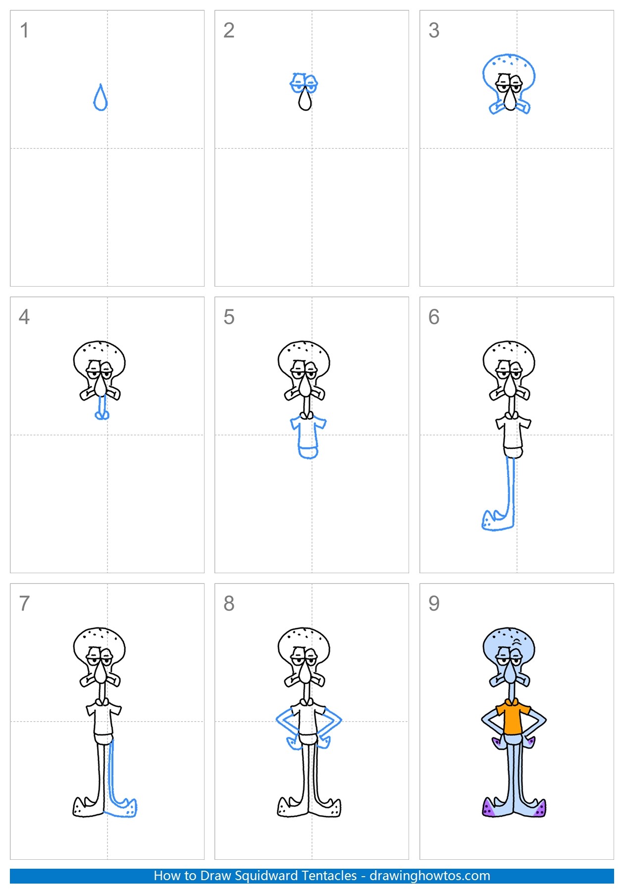 How to Draw Squidward Tentacles Step by Step Easy Drawing Guides