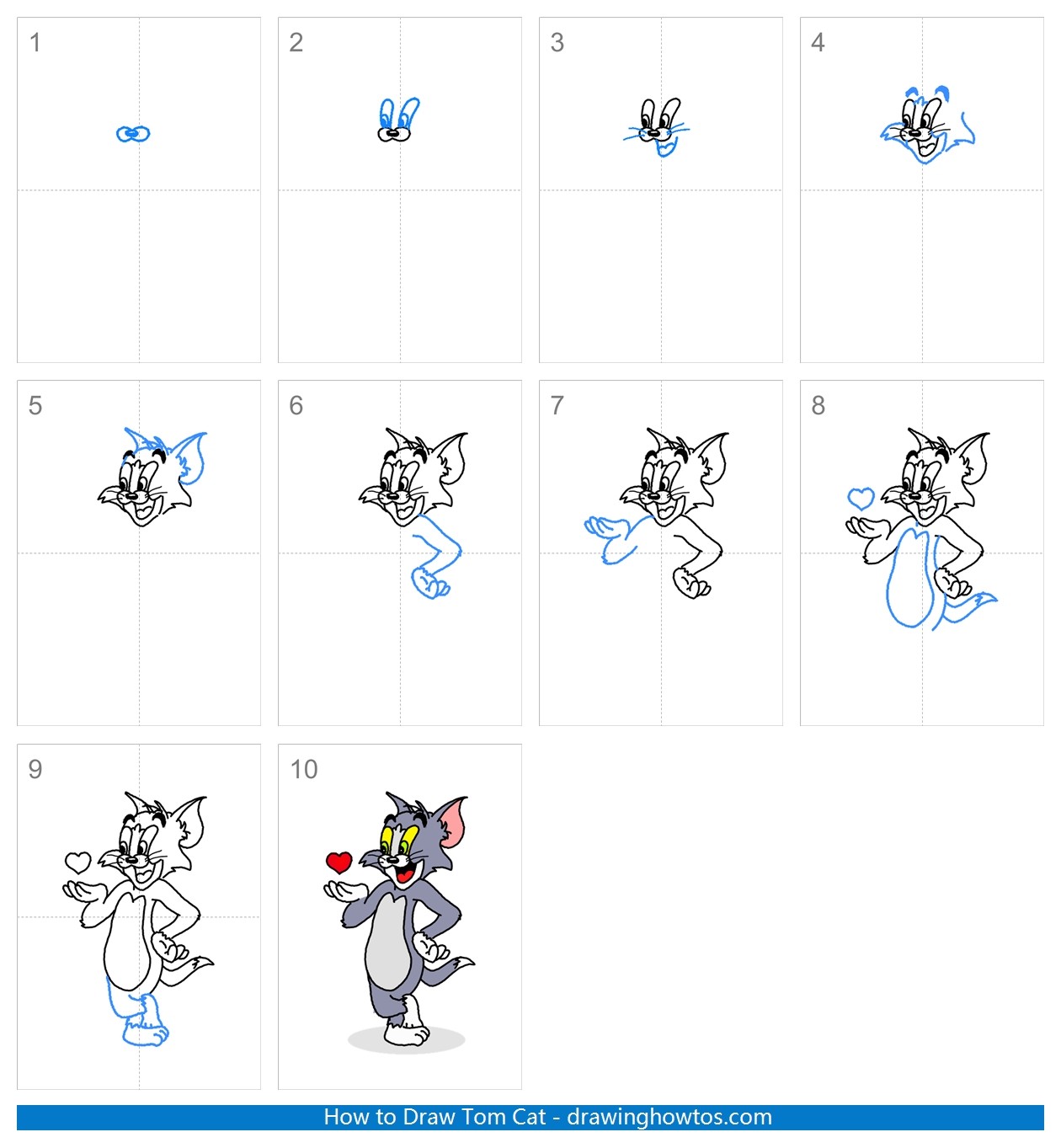 How to Draw Tom Cat Step by Step