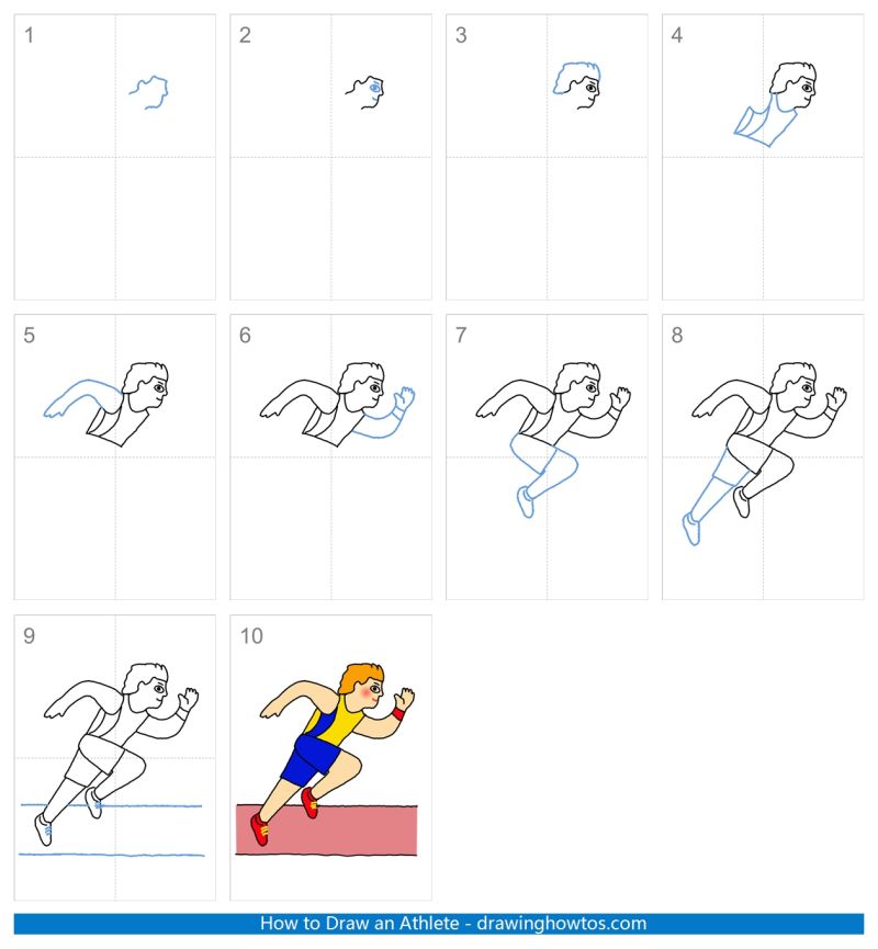How to Draw an Athlete Running Step by Step