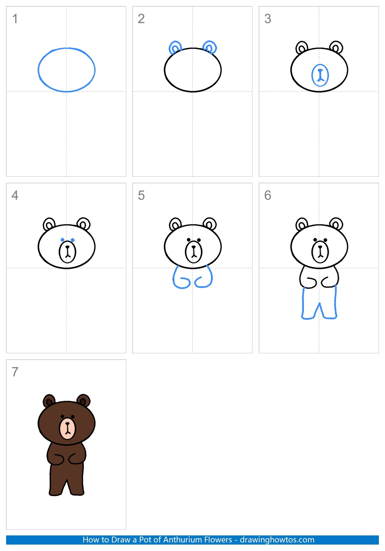 How to Draw a Cartoon Brown Bear Step by Step