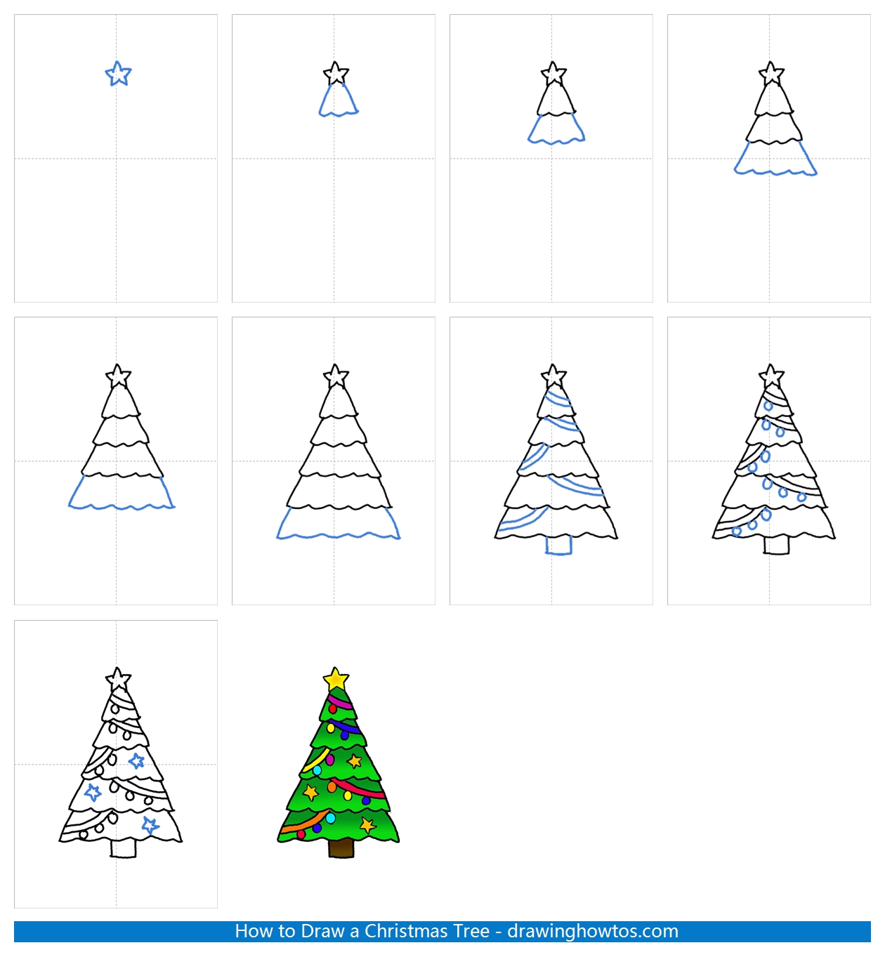 How to Draw a Christmas Tree Step by Step
