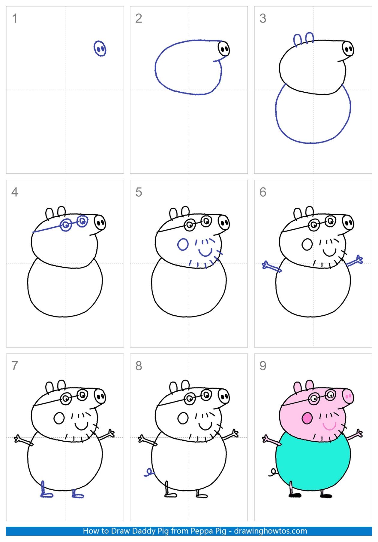 How to Draw Daddy Pig Step by Step