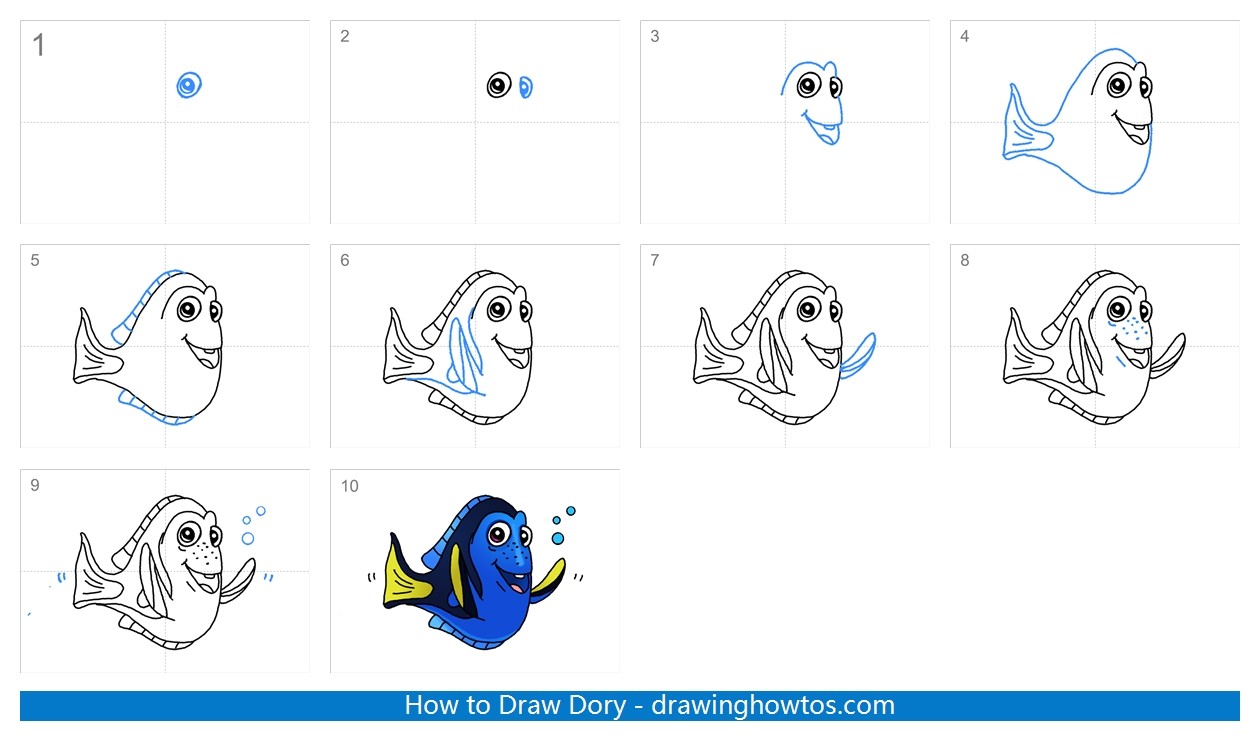 How to Draw Dory | Finding Nemo Step by Step